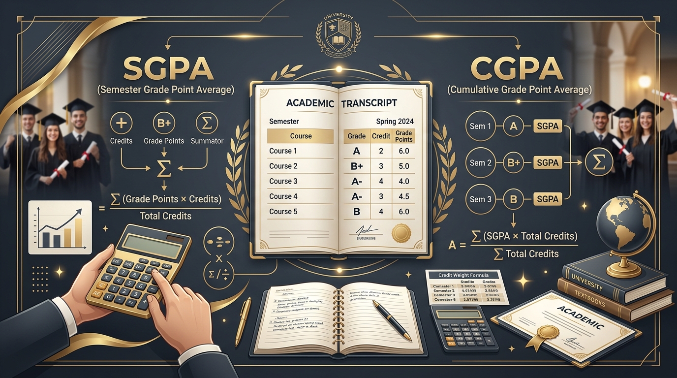 Illustration for How to Calculate SGPA and CGPA in Delhi University (UGCF 2022): 2026 Guide