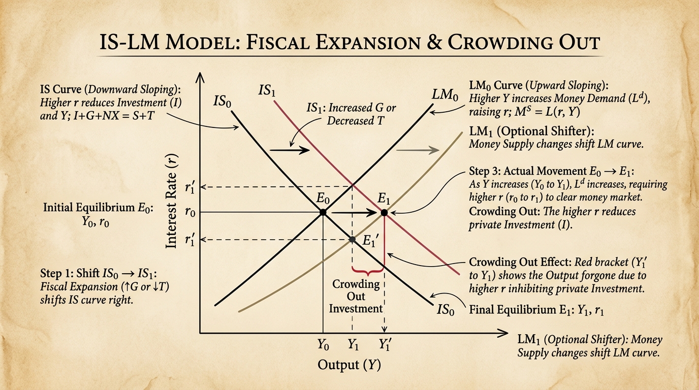 Illustration for Mundell-Fleming Model: Fixed vs Floating Exchange Rates (Complete Derivations & Policy Efficacy)